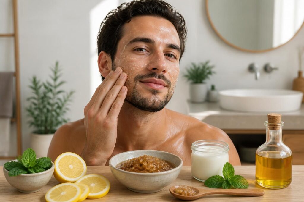 découvrez des recettes maison simples et des produits naturels efficaces pour un gommage visage homme, afin d'obtenir une peau saine, douce et éclatante.