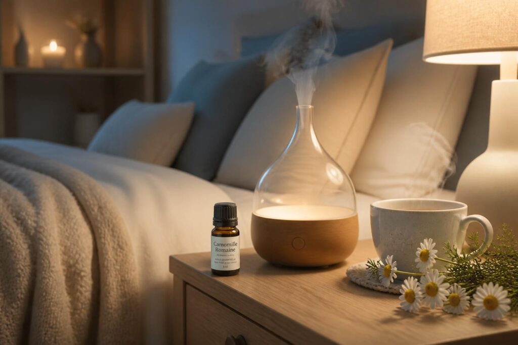 découvrez comment l'huile essentielle de camomille romaine peut vous aider à améliorer votre sommeil et à retrouver des nuits paisibles naturellement.